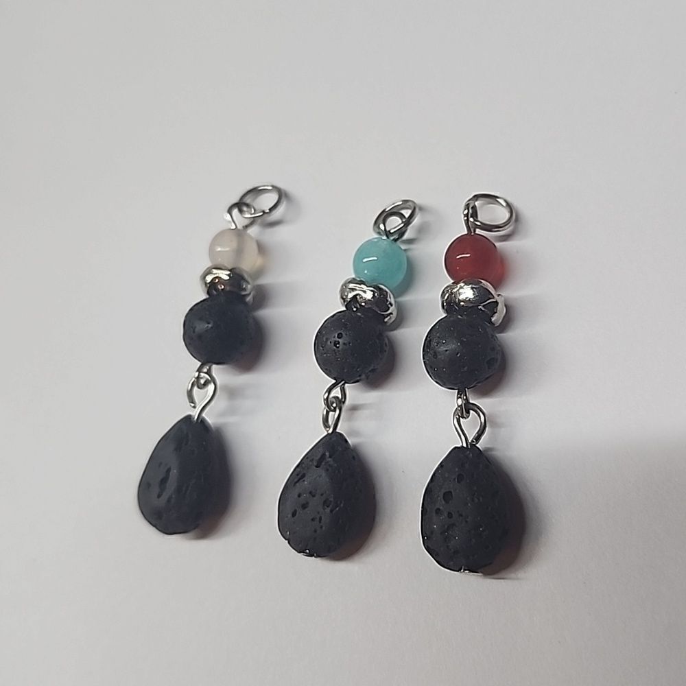 Lava Stone Charm Pendants for Necklace Essential Oil Natural Diffuser Calming